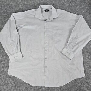 Shaquille Oneal XLTG Mens Big Fit Cooling Stretch Button Down Shirt Gray Pattern